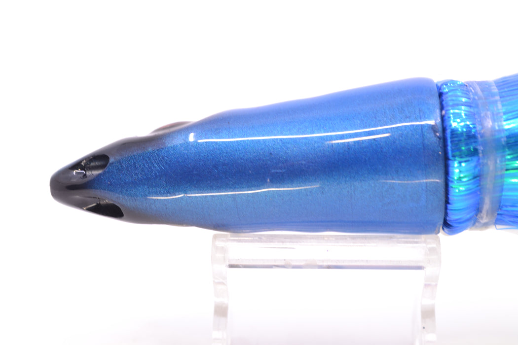 Tsutomu Lures Blue-White Jetted Kona Dragon 9"+ 8oz Strobez Blue-White/Chartreuse