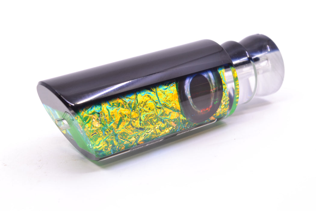 Moyes Lures Green-Orange Dichro Black Back Taxi Eyes Medium Pipe Bomb 12" 4.6oz