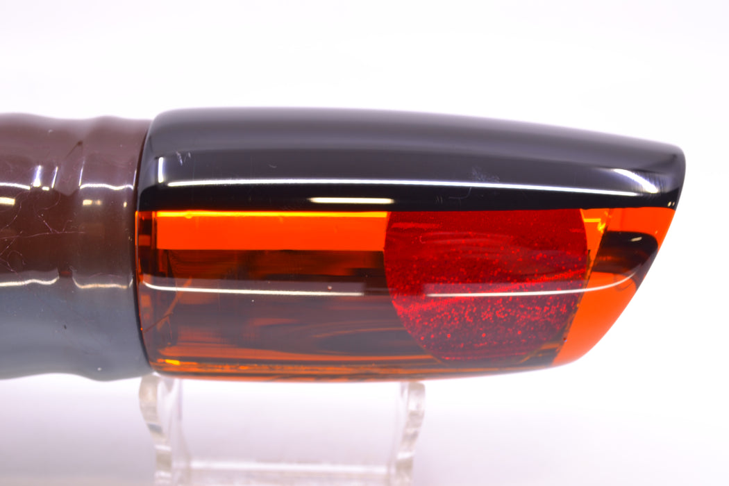 Koya Lures Amber Mirrored Black Back Medium Poi Dog 14" 11oz Skirted Root Beer-Petrolero