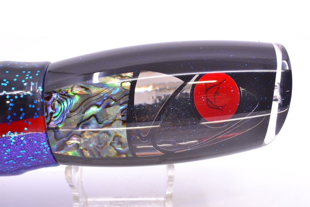 Bonze Lures Hydra Fish Red Eyes Violator 14" 17oz Skirted Black & Blue Bars-Purple