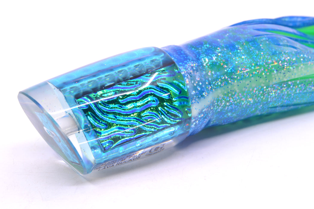 Marlin Magic Ice Blue-Akule Lava Ruckus 12" 11.3oz Skirted Blue Dots/Green GZE