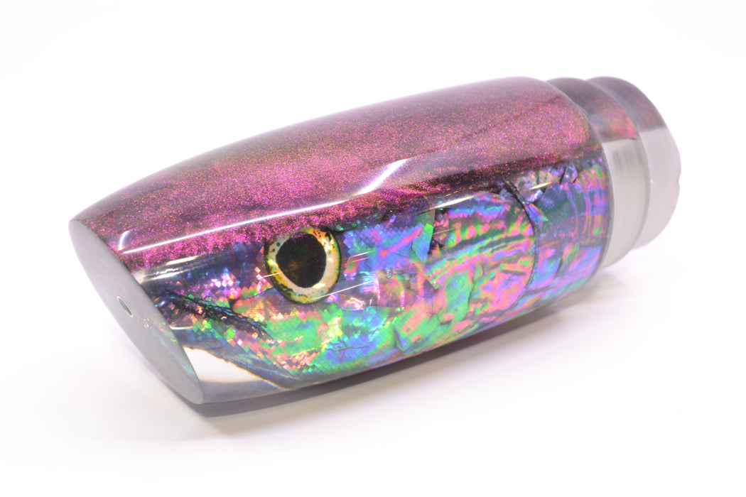 Ali'i Kai Lures Purple-Blue Shell Purple-Gold Chameleon Back Fish Head XL Plunger 16" 14oz GZE