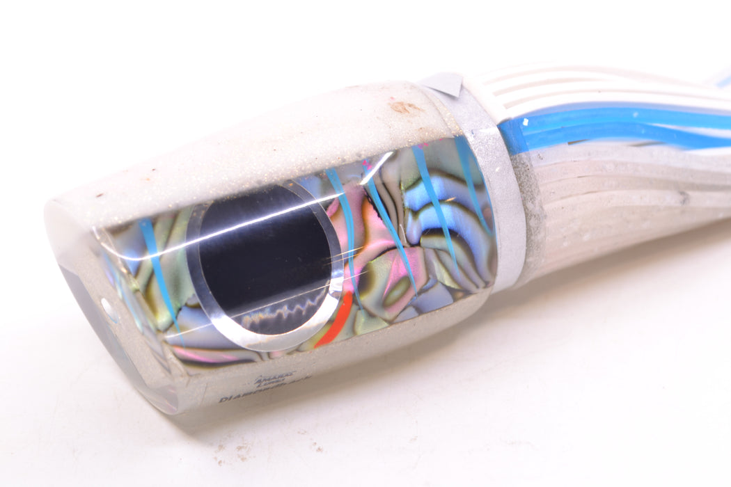 Amaral Lures Abalone Shell Ice Blue Stripes White Back Diamondback 12" 7oz