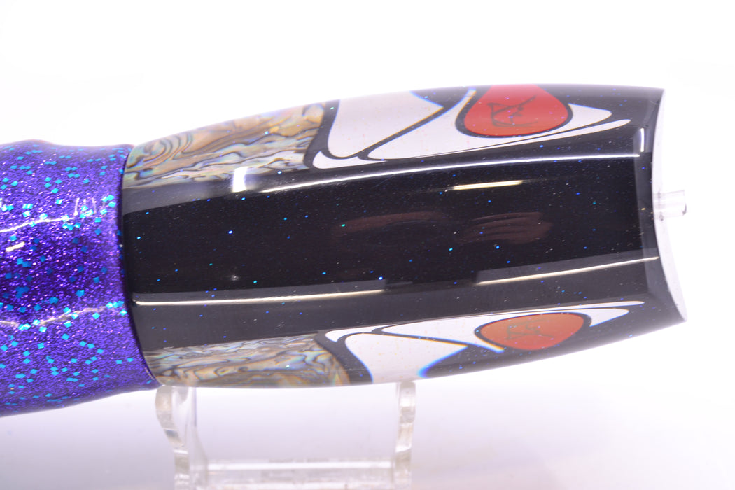 Bonze Lures Hydra Fish Red Eyes Violator 14" 17oz Skirted Black & Blue Bars-Purple