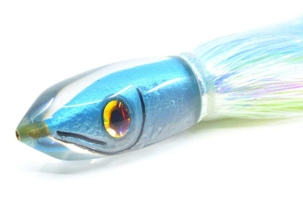 Tsutomu Lures Ice Blue-Silver Fish Head Moke Bullet 9" 5.6oz Flashabou