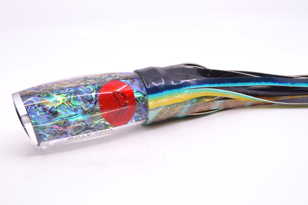 Bonze Lures Paua Shell Red Eyes Violator 14" 14.6oz Fire Tailz Vinyl Yellowfin