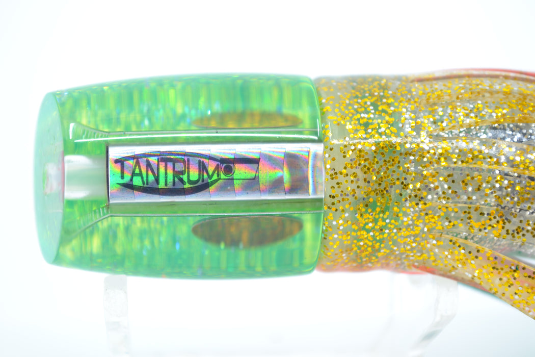 TANTRUM Lures Mirrored Green Glitter Back Small Bandit 7" 2.8oz Skirted Green-Gold