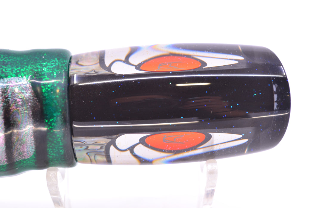 Bonze Lures Hydra Silver-Paua Fish Red Eyes Kraken 10" 8oz Skirted Green Aurora