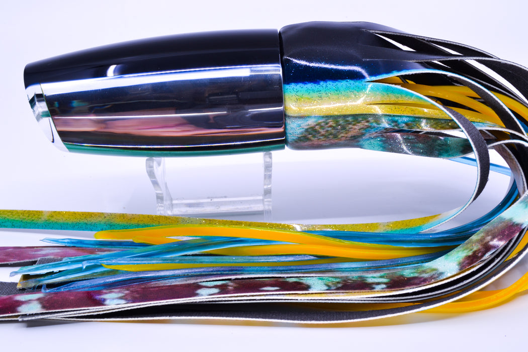 Moyes Lures Clear Mirrored Black Back Large Plunger 14" 11oz FT Vinyl Yellowfin