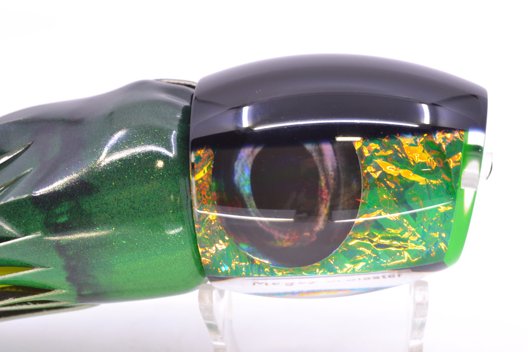 Moyes Lures Green-Orange Dichro Black Back Taxi Eyes Large Blaster 14" 8.5oz FT Vinyl
