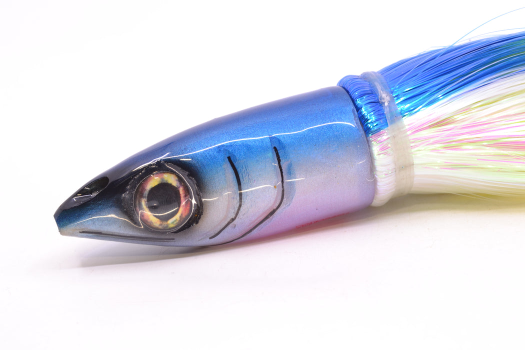 Tsutomu Lures Blue-White Jetted Kona Dragon 9"+ 8oz Strobez Blue-White/Chartreuse