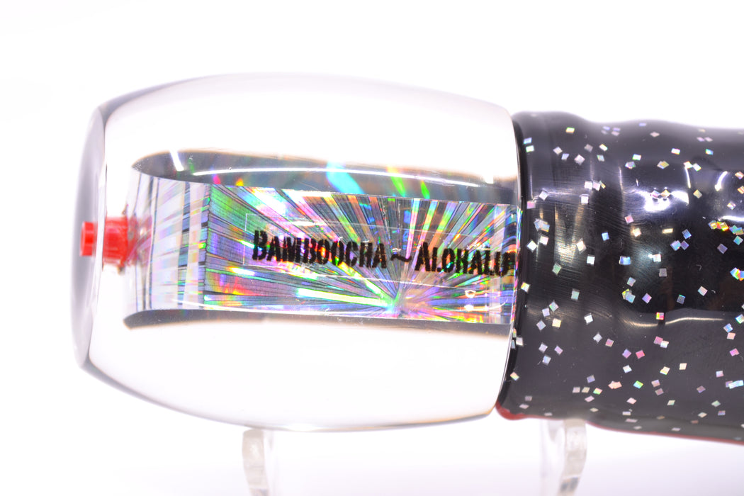 Aloha Lures Black Rainbow Red Eyes Bamboocha 12" 11.5oz Skirted Black/Rainbow GZE