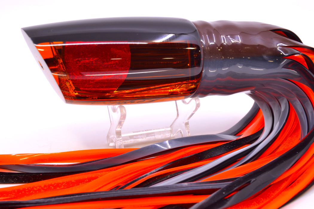 Koya Lures Amber Mirrored Black Back Medium Poi Dog 14" 11oz Skirted Root Beer-Petrolero