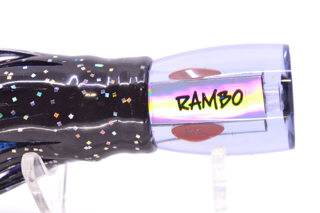 Bonze Lures Smoke Mirrored Red Eyes Rambo 7" 3oz Skirted Black/Purple-Blue