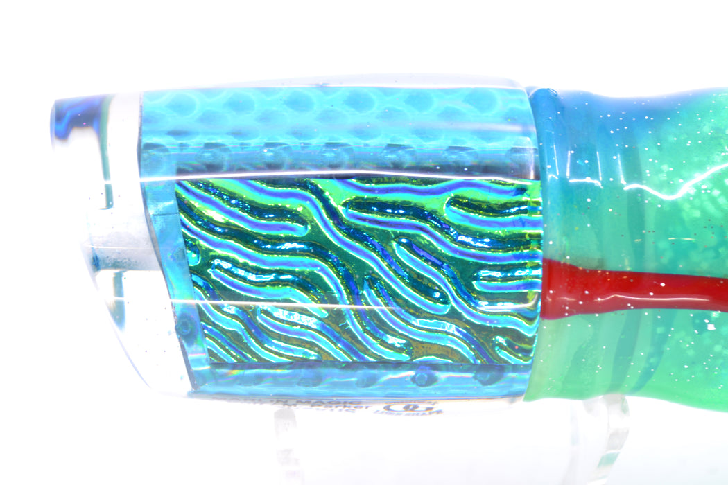 Marlin Magic Ice Blue-Akule Lava Ruckus 12" 11.3oz Skirted Green & Blue Bars/Ice Blue GZE