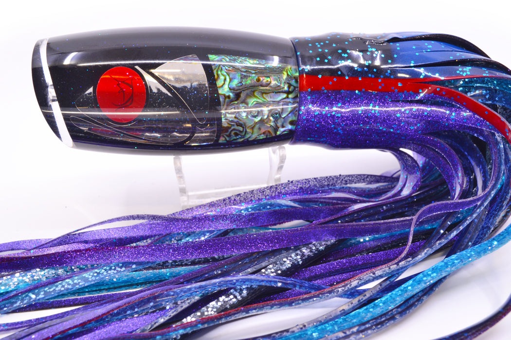 Bonze Lures Hydra Fish Red Eyes Violator 14" 17oz Skirted Black & Blue Bars-Purple