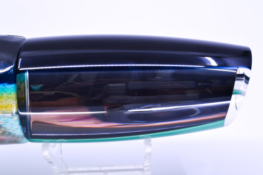 Moyes Lures Clear Mirrored Black Back Large Plunger 14" 11oz FT Vinyl Yellowfin
