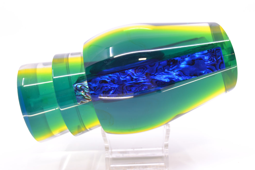 Moyes Lures Yellowfin Paua-MOP Blue-Yellow Back Taxi Eyes Sumo Teaser 22oz GZE