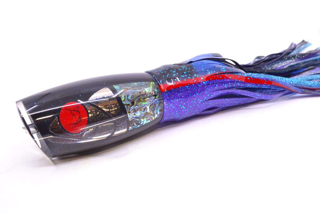 Bonze Lures Hydra Fish Red Eyes Violator 14" 17oz Skirted Black & Blue Bars-Purple
