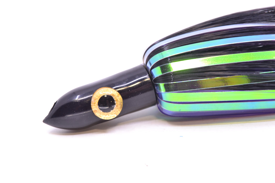 Iland Lures Flasher Series Black-Purple Hair Black Head Jr. Dredge Ilander 6.5" 1oz DJR455F-BK/PL