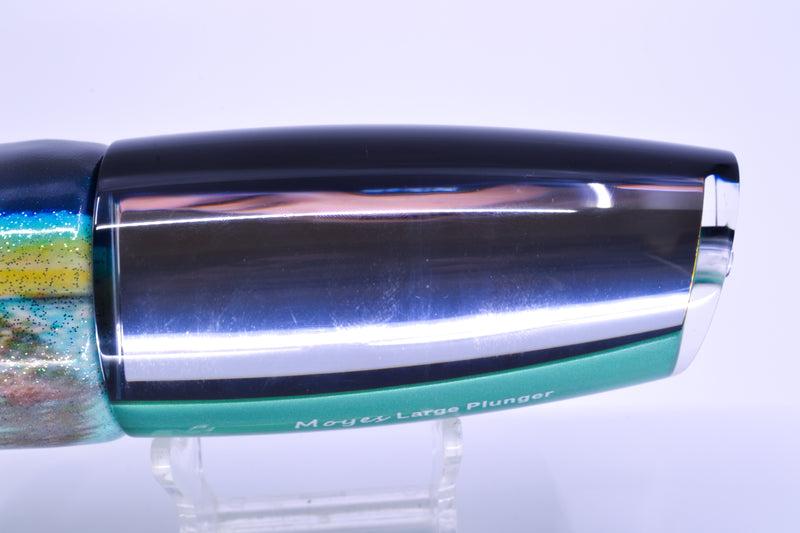 Moyes Lures Clear Mirrored Black Back Large Plunger 14" 11oz FT Vinyl Yellowfin