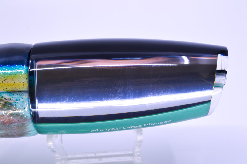 Moyes Lures Clear Mirrored Black Back Large Plunger 14" 11oz FT Vinyl Yellowfin
