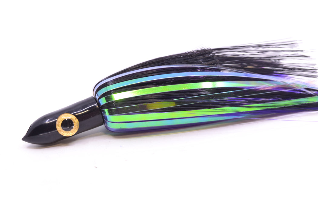 Iland Lures Flasher Series Black-Purple Hair Black Head Jr. Dredge Ilander 6.5" 1oz DJR455F-BK/PL