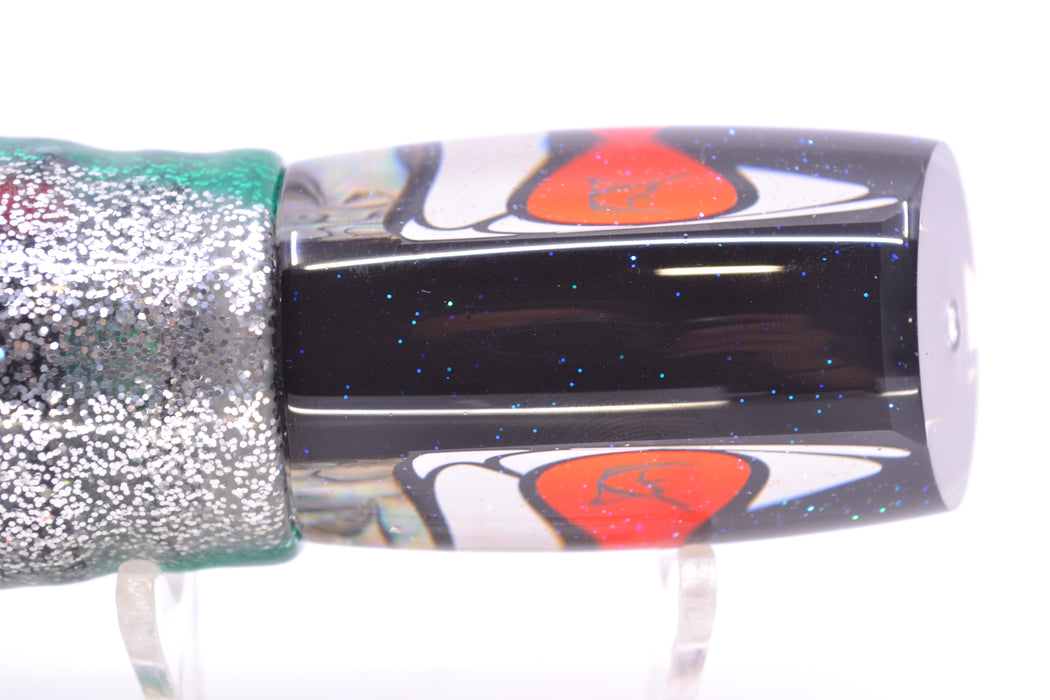 Bonze Lures Hydra Silver-Paua Fish Red Eyes Kraken 10" 8oz Skirted Green Aurora