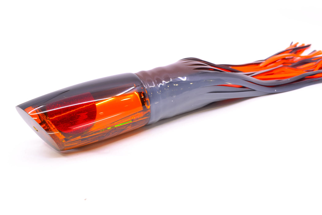 Koya Lures Amber Mirrored Black Back Medium Poi Dog 14" 11oz Skirted Root Beer-Petrolero