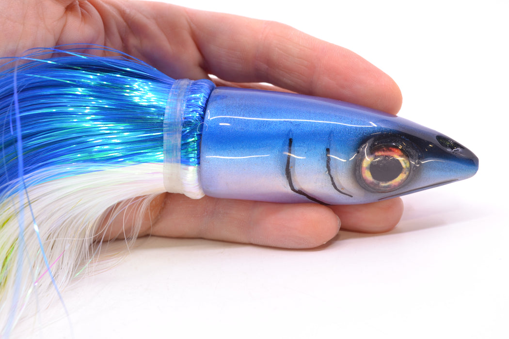 Tsutomu Lures Blue-White Jetted Kona Dragon 9"+ 8oz Strobez Blue-White/Chartreuse