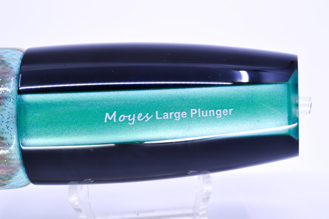 Moyes Lures Clear Mirrored Black Back Large Plunger 14" 11oz FT Vinyl Yellowfin