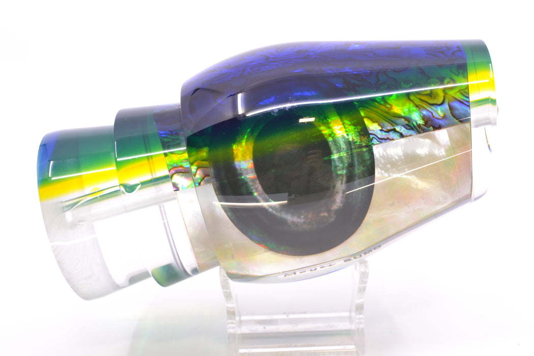 Moyes Lures Yellowfin Paua-MOP Blue-Yellow Back Taxi Eyes Sumo Teaser 22oz GZE