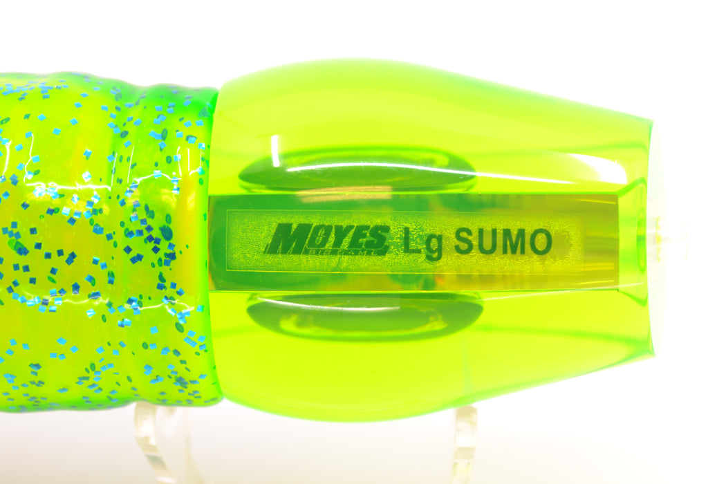 Moyes Lures Chartreuse Mirrored Taxi Eyes Large Sumo 14" 13.8oz Skirted Mahi