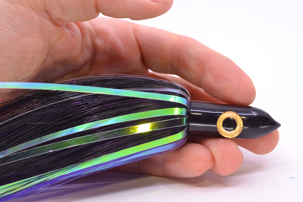 Iland Lures Flasher Series Black-Purple Hair Black Head Jr. Dredge Ilander 6.5" 1oz DJR455F-BK/PL