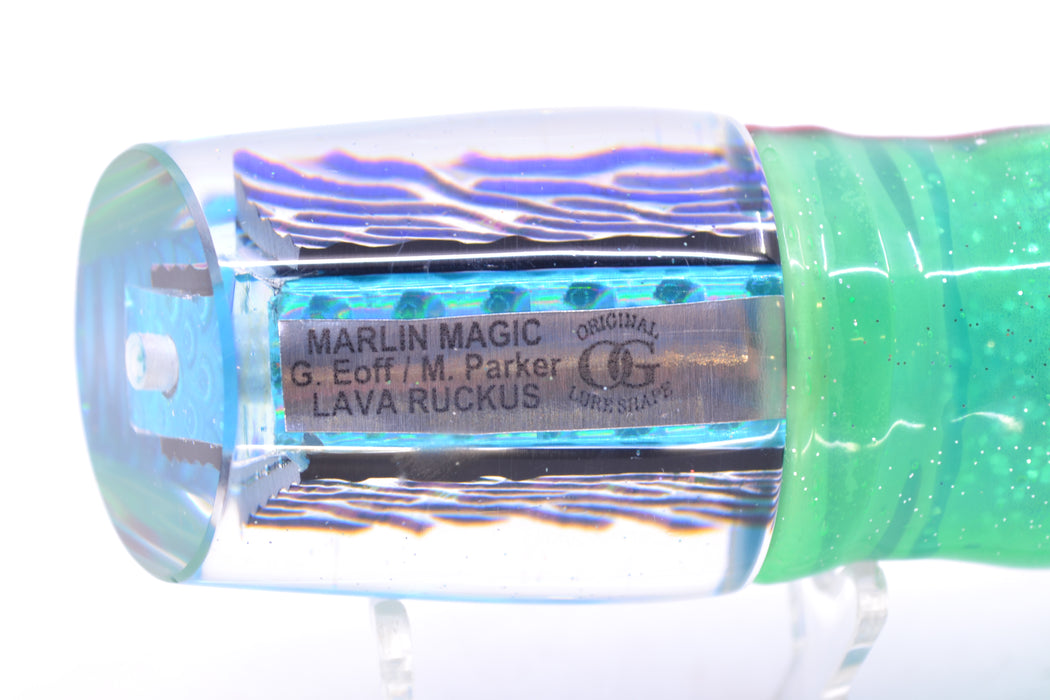 Marlin Magic Ice Blue-Akule Lava Ruckus 12" 11.3oz Skirted Green & Blue Bars/Ice Blue GZE