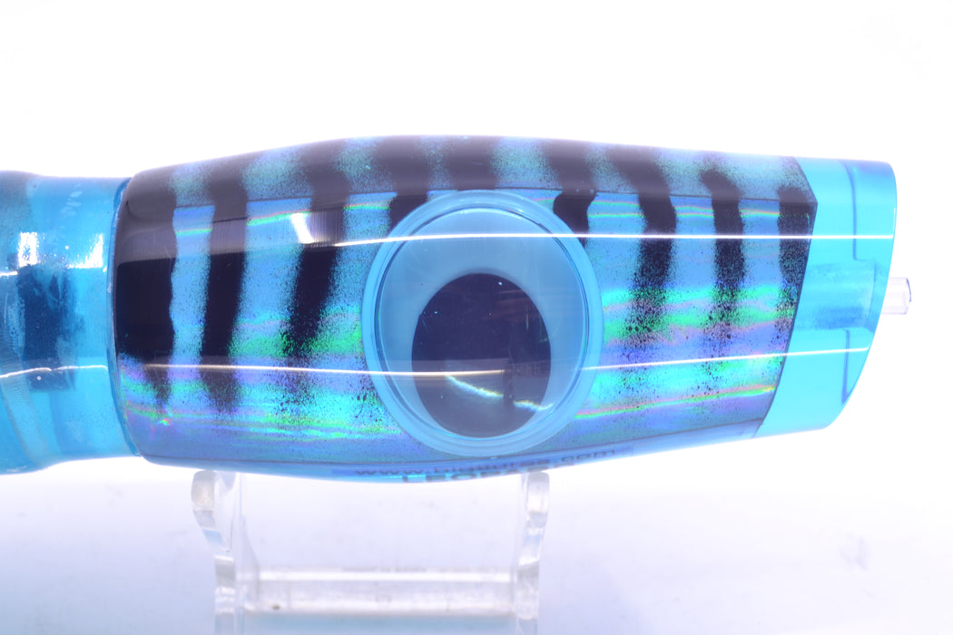 Big T Lures Ice Blue Rainbow Mackerel Leopard 12" 10.7oz Skirted Ice Blue with Black Stripes GZE