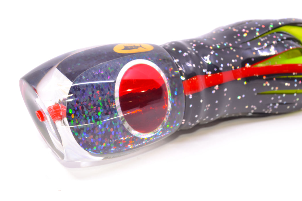 Aloha Lures Black Rainbow Red Eyes Bamboocha 12" 11.5oz Skirted Black/Rainbow GZE