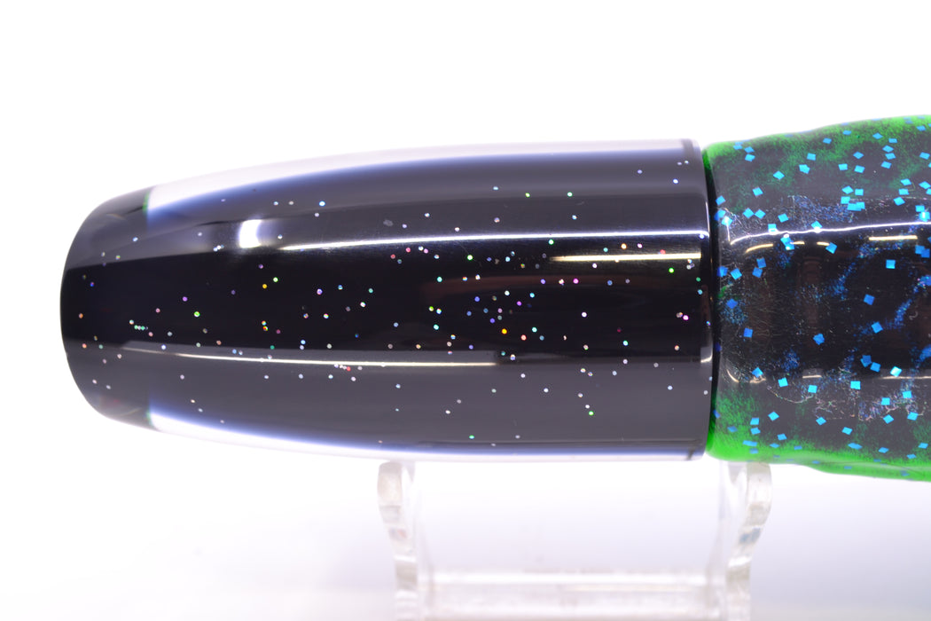 TANTRUM Lures Abalone Shell Black Back Large Plunger 12" 9.5oz Skirted Blue Dots-Black Dots