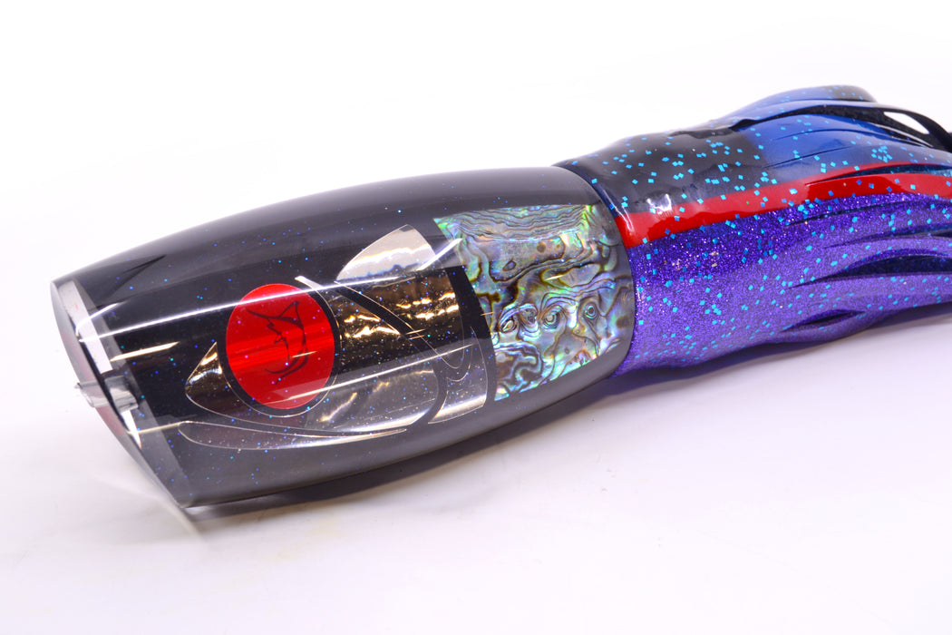 Bonze Lures Hydra Fish Red Eyes Violator 14" 17oz Skirted Black & Blue Bars-Purple