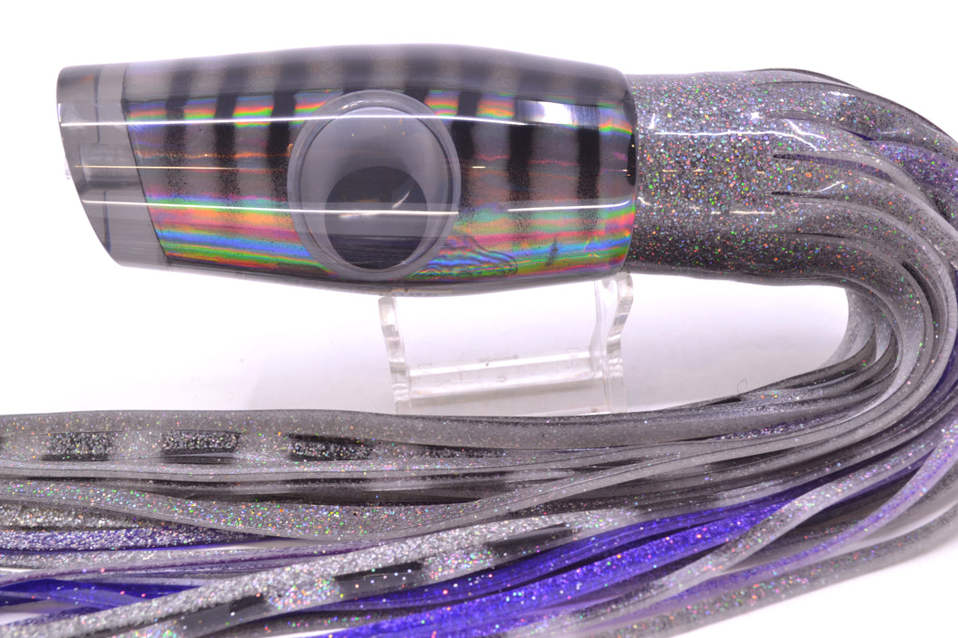 Big T Lures Smoke Rainbow Pearl Black Striped Back Leopard 12" 10.7oz Skirted Silver/Purple GZE