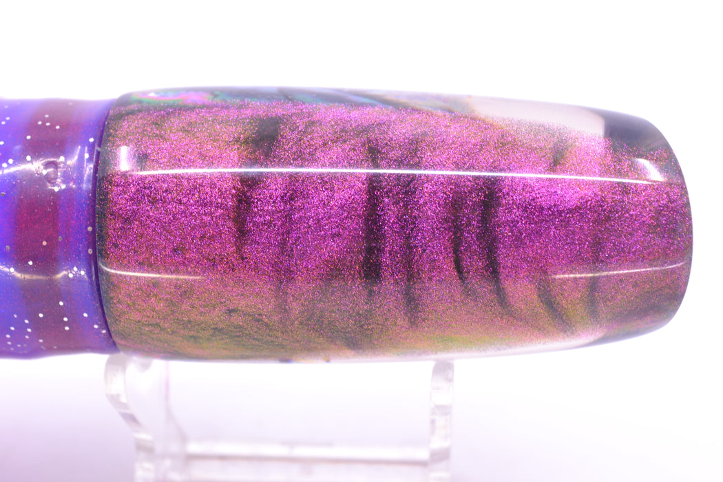 Ali'i Kai Lures Abalone Shell Purple Back Fish Head Medium Plunger 12" 10oz Skirted Plum GZE
