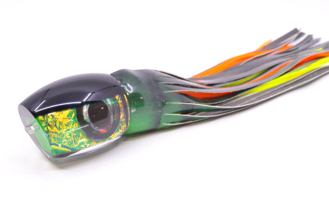 Moyes Lures Green-Orange Dichro Black Back Taxi Eyes Large Blaster 14" 8.5oz FT Vinyl