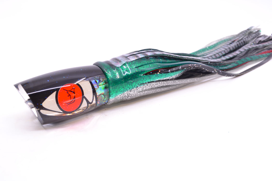 Bonze Lures Hydra Silver-Paua Fish Red Eyes Kraken 10" 8oz Skirted Green Aurora
