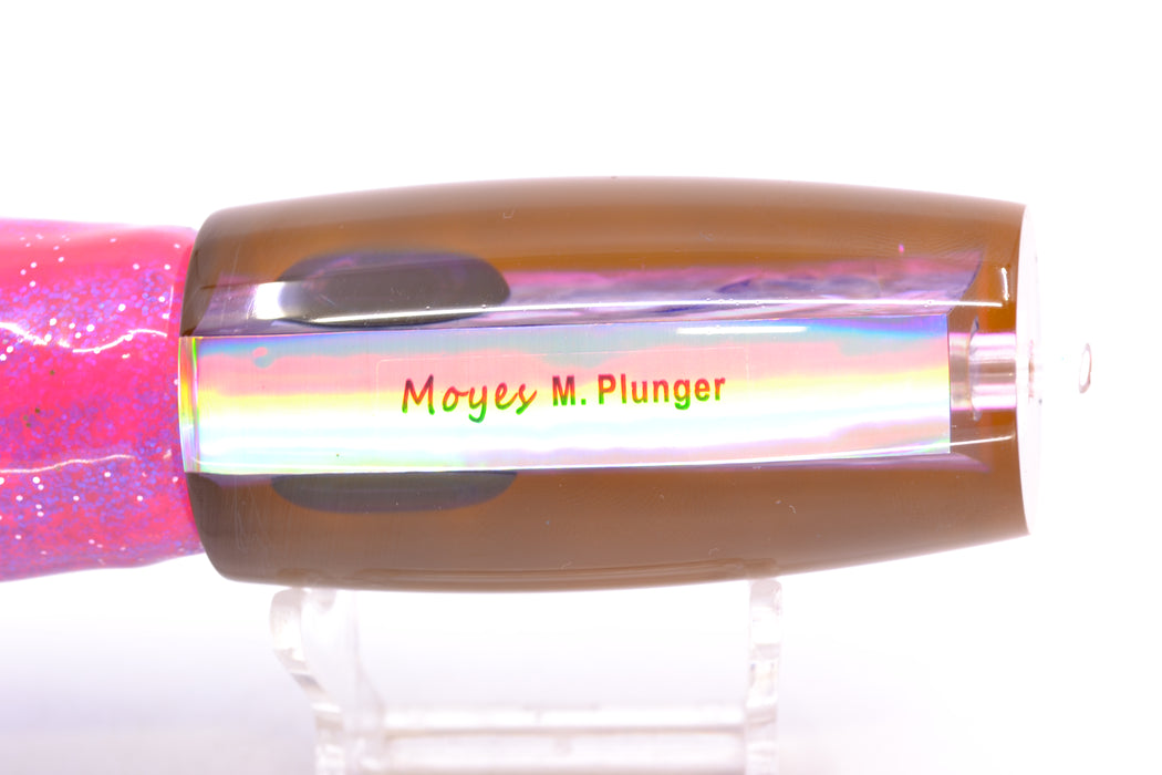 Moyes Lures Rainbow MOP Black-Pink Back Taxi Eyes Medium Plunger 12" 7.5oz Skirted
