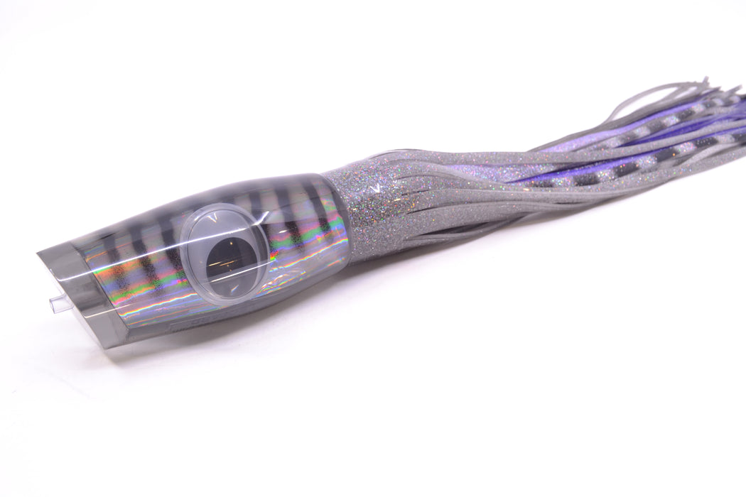 Big T Lures Smoke Rainbow Pearl Black Striped Back Leopard 12" 10.7oz Skirted Silver/Purple GZE