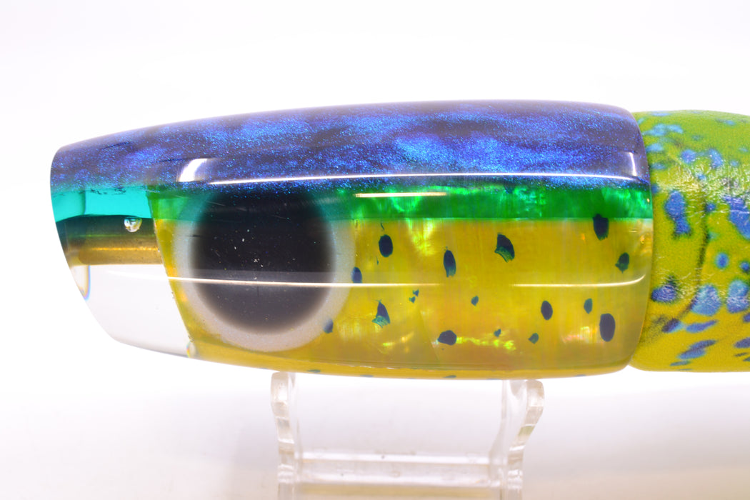 Ali'i Kai Lures Mahi MOP Blue-Green Chameleon Back Large Plunger 14" 10.5oz ALV Vinyl Mahi GZE