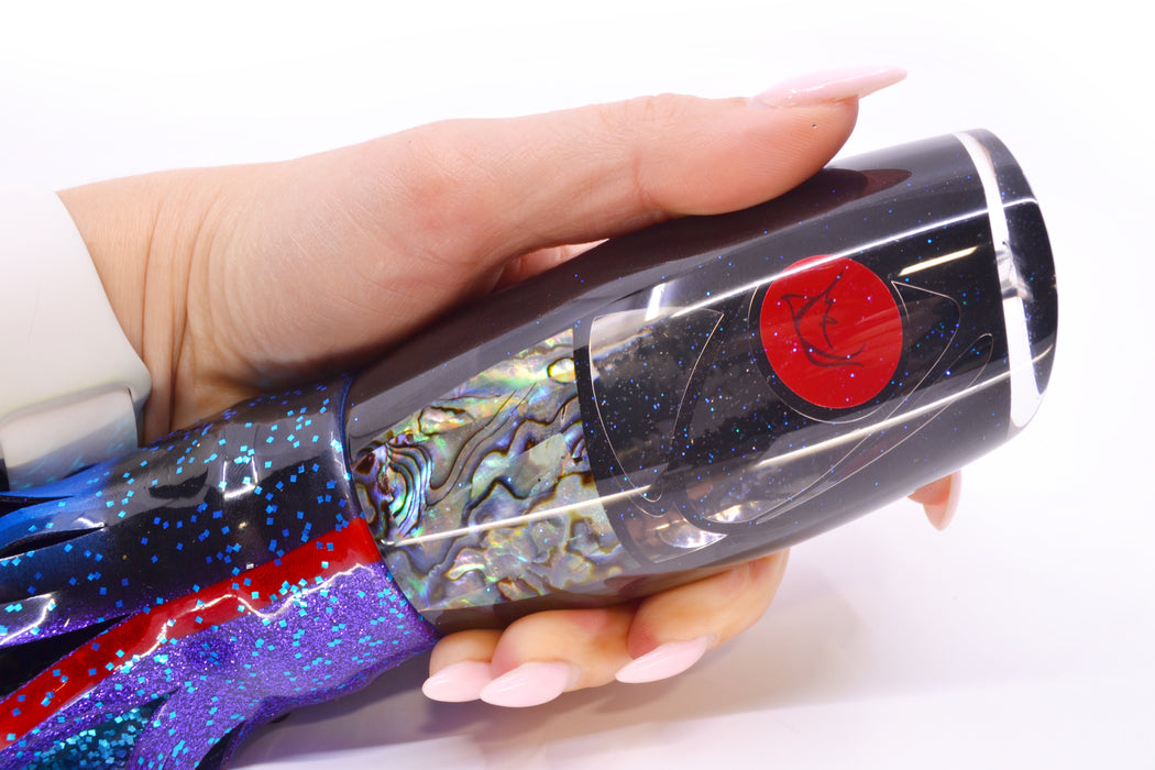 Bonze Lures Hydra Fish Red Eyes Violator 14" 17oz Skirted Black & Blue Bars-Purple