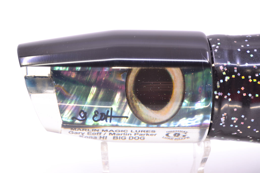Marlin Magic Blue-Purple Abalone Black Back Taxi Eyes Big Dog 14" 12oz Skirted Black GZE