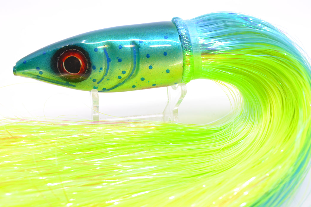 Tsutomu Lures Mahi Mahi Non-Jetted Kona Dragon 9"+ 8oz Strobez Ice Blue-Green