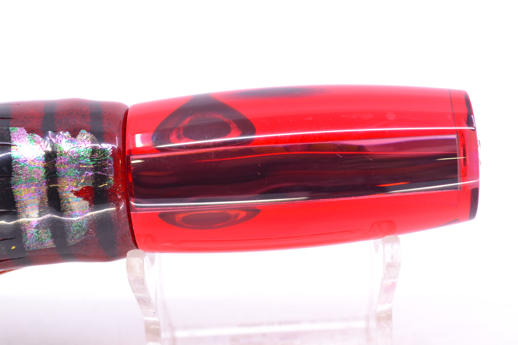 Moyes Lures Red Mirrored Taxi Eyes Small Shotgun 9" 4oz Skirted Red Aurora GZE